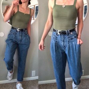 Vintage pleated balloon leg high waisted jeans